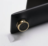 Mitigeur de lavabo robinet placage noir mat d'or en laiton pour salle de bains