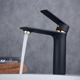 Mitigeur de lavabo robinet placage noir mat d'or en laiton pour salle de bains