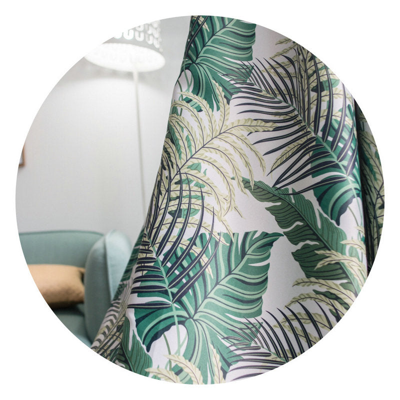 Rideau à œillets occultant 140x260 cm vegetal vert rouge