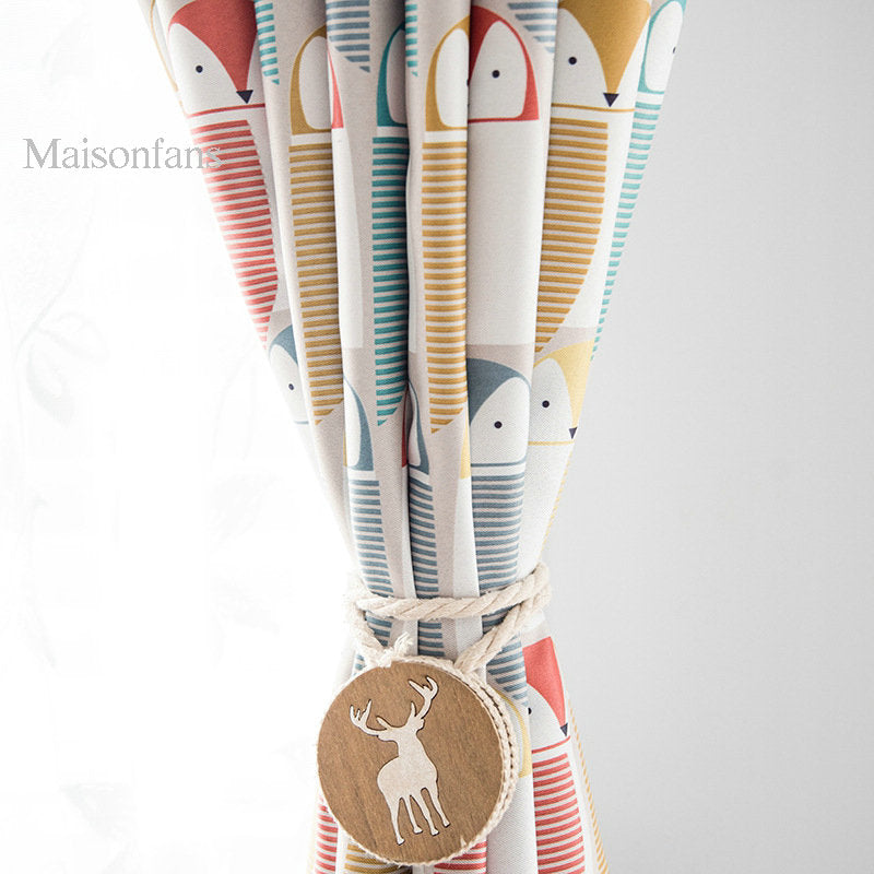 Rideau à œillets occultant enfant hibou imprimé 140X240cm chambre