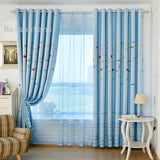 Rideau Occultant Chambre d'Enfant Poisson et Mer 135 x H240 cm Bleu Rose