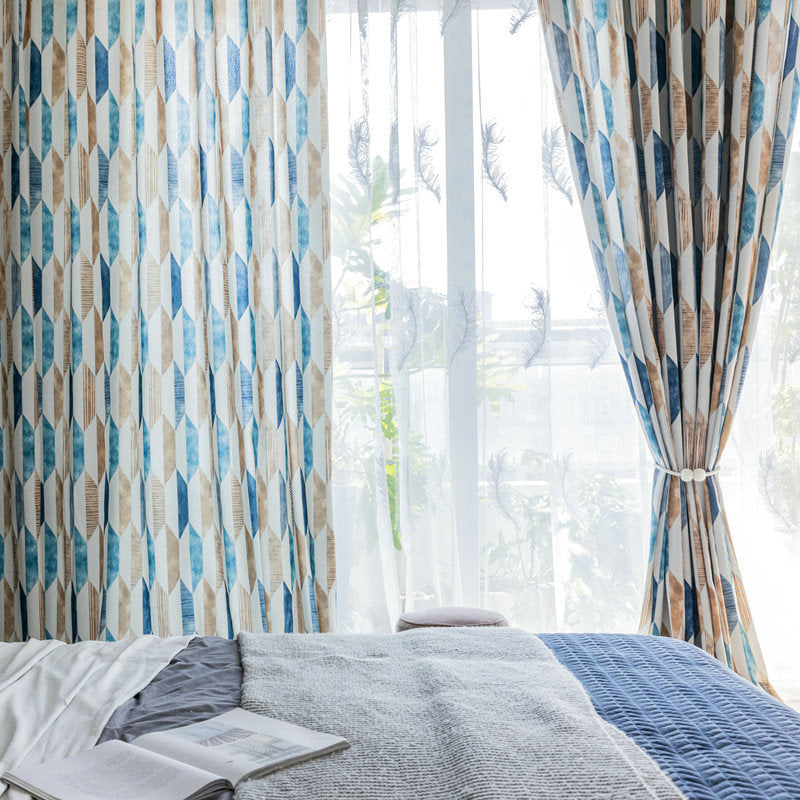 Rideau à œillets Tamisant 140 x H240 Bleu Bord de mer