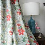 Rideau Flamant Exotique Floral  Vert Gris 140X260cm