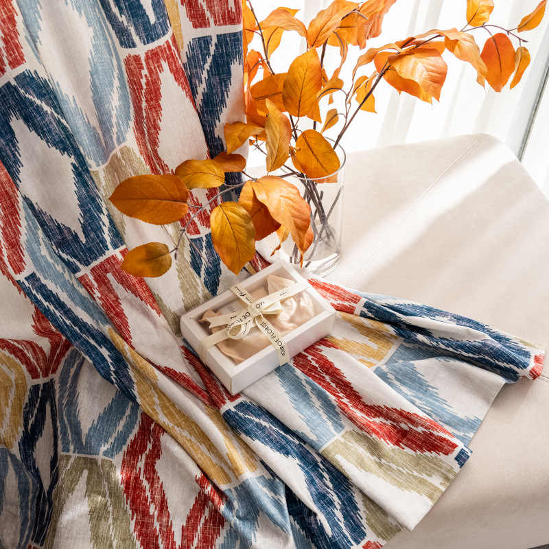 Rideau à œillets Tamisant Graphique Couleur Orange 140X260cm-Maisonfans.com