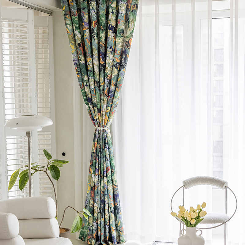 Rideau Tamisant Imprimé Peiture à l'huile 140 x H260 cm Artistique