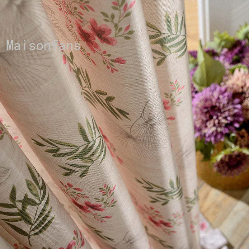 Rideau coton fleur imprimé tamisant à œillets 135X240cm pour chambre salon