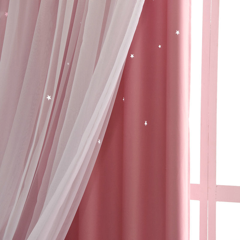 Rideau Étoiles avec Voilage Occultant 150 x H260cm Enfant Fille
