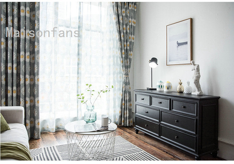 Rideau occultant à œillets marguerite imprimé 140X240cm pour chambre salon