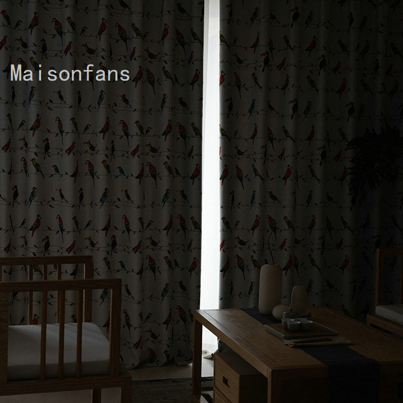 Rideau occulant à œillets perroquet imprimé 140 x H240 cm pour chambre salle