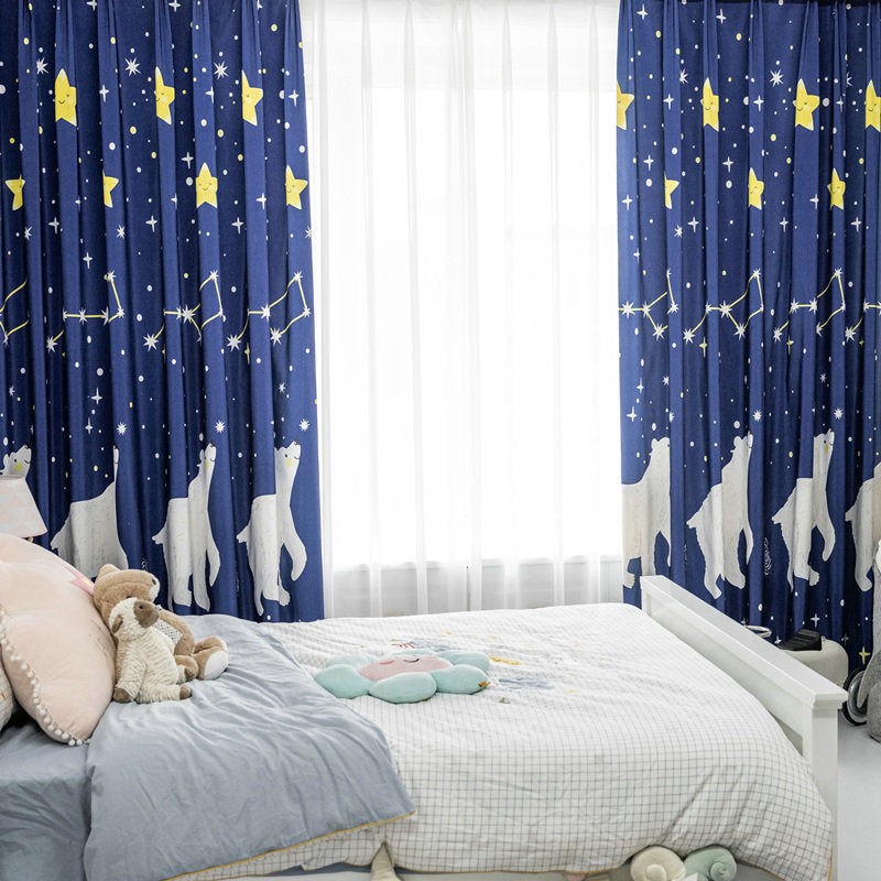 Rideau Ocuulant Enfant 140 x H240cm Ours Polaire Bleu