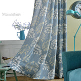 Rideau à œillets occultant bleu et blanc fleur 140x260cm pour fenêtre chambre salon