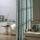 Rideau tamisant imprimé bleu beige (140 X 260 cm) chambre salon moderne
