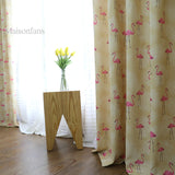 Rideau tamisant jaune flamant rose 135 x H240 cm pour chambre fille salon