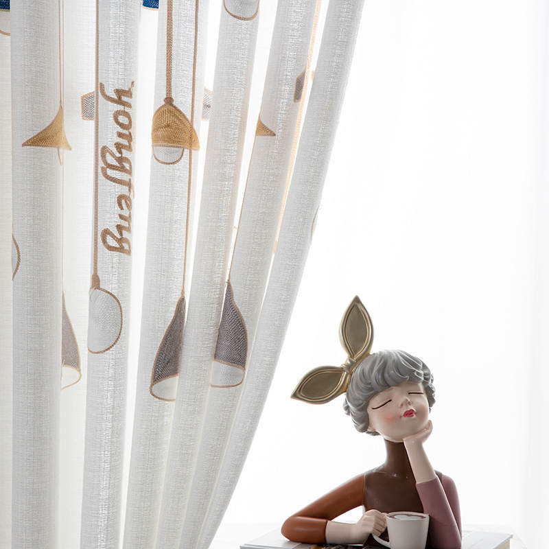 Voilage à œillets Broderie Suspension 140 X 240 cm Rideau Decor Salle