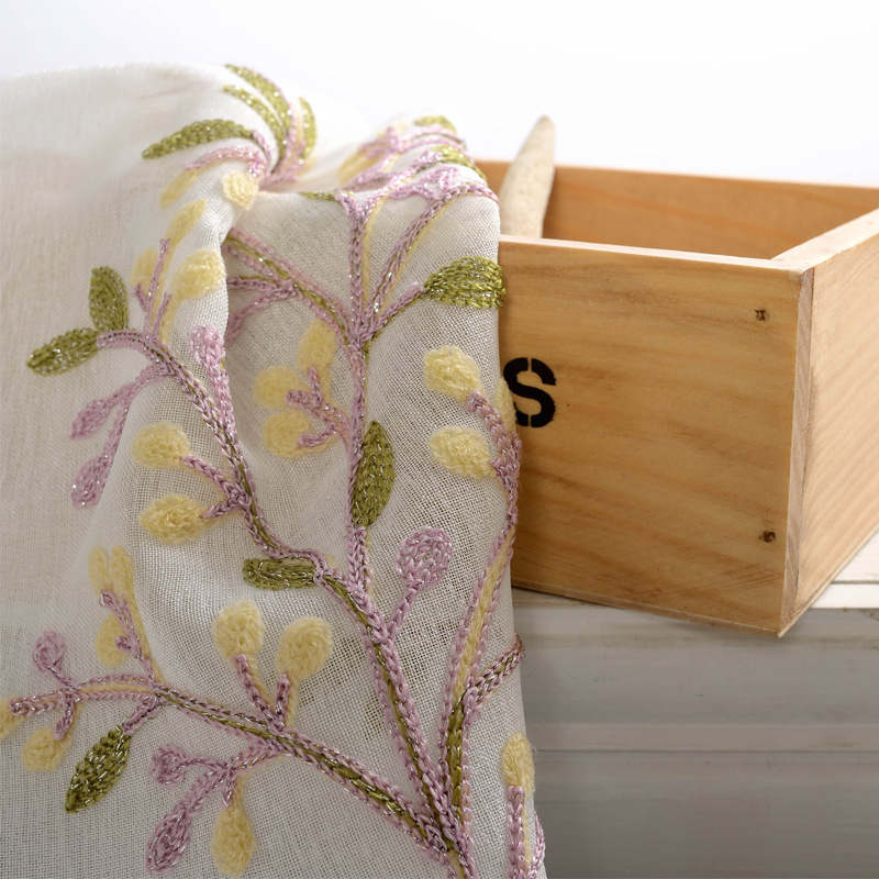 Voilage à œillets Arbre Brodé Coloré 140 x H240 cm Salon-Maisonfans.com