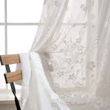 Voilage à œillets Jacquard Fleur Blanc 135 x H240 cm Printemps Salon