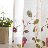 Voilage Brodé Fleur Tulle Rideaux Fenêtre Décoration 140 x H260 cm