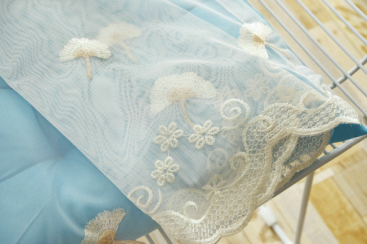 Voilage à œillets Pissenlit Brodé Dentelle (140 x H240 cm) Chambre Salle